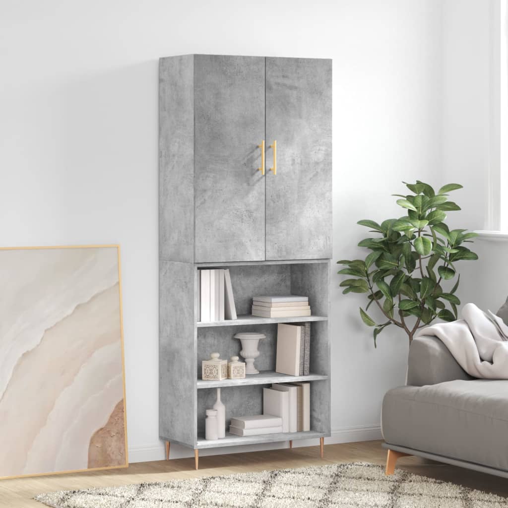 vidaXL Highboard Concrete Grey 69,5x34x180 cm Engineered Wood 1