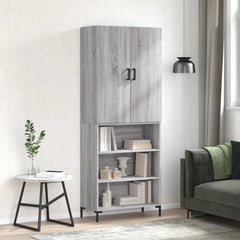 Highboard 69.5x34x180 cm Engineered Wood 3 Shelves Grey sonoma