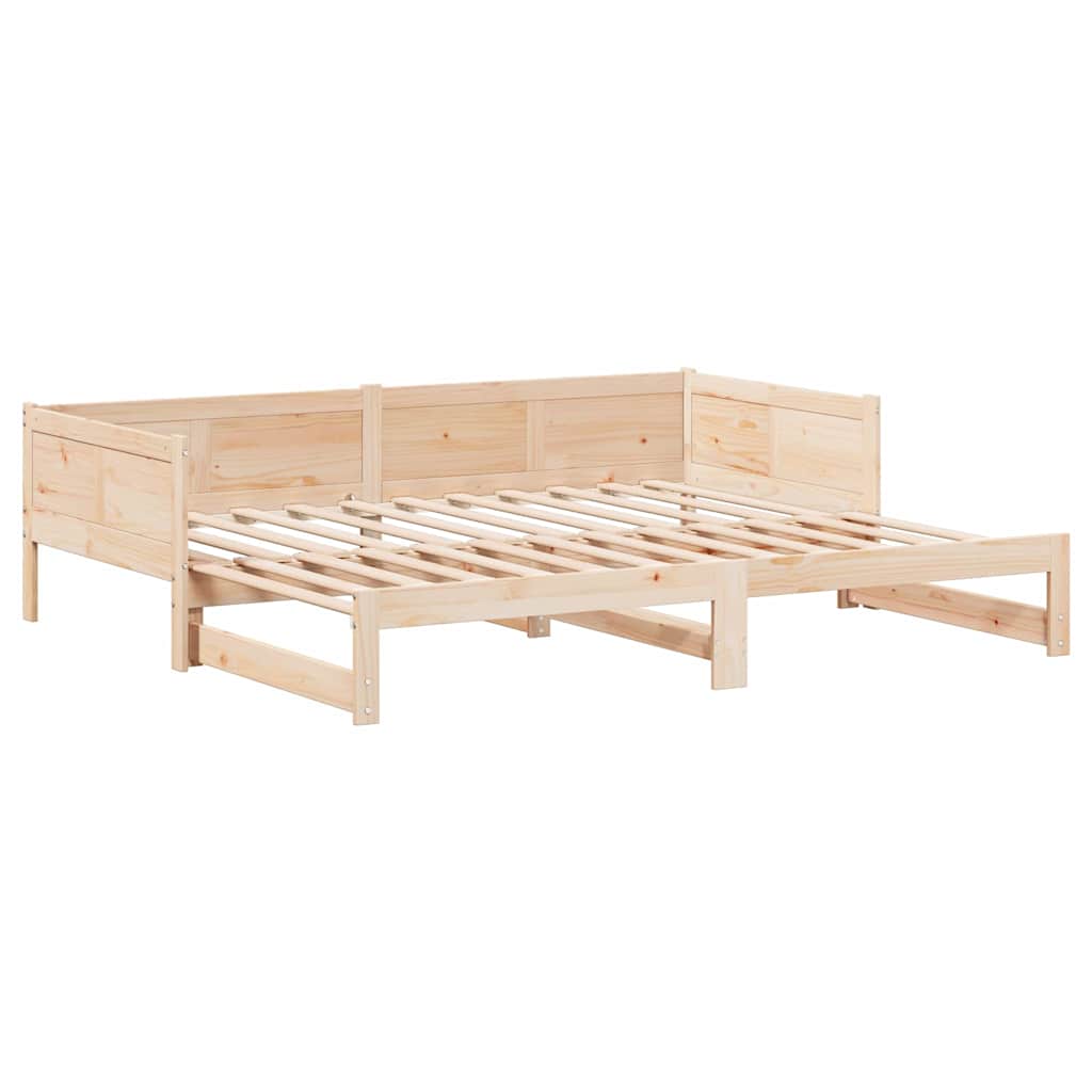 Pull-out Day Bed 203.5 x 184 x 56.5 cm Solid Pine Wood Natural