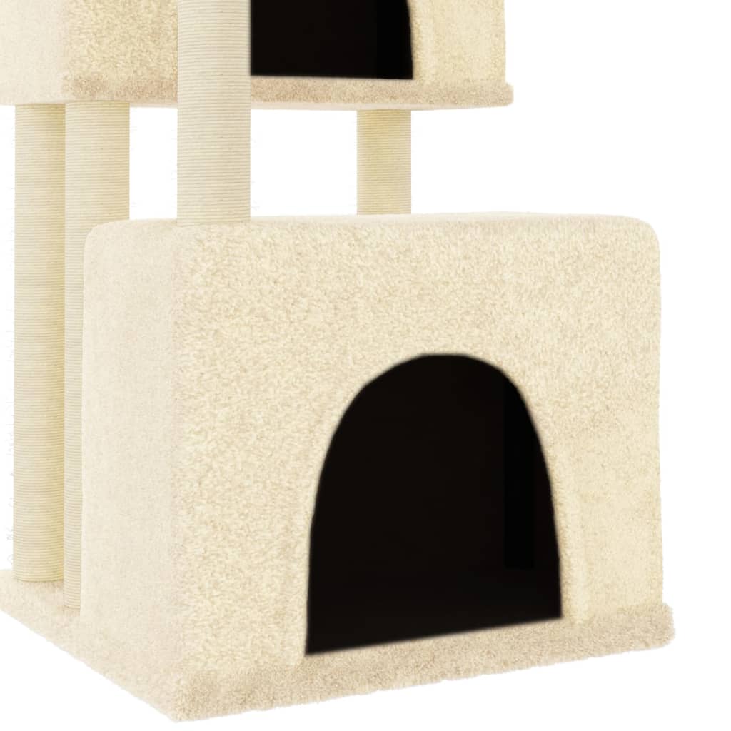 vidaXL Cat Tree with Sisal Scratching Posts Cream 122 cm 6