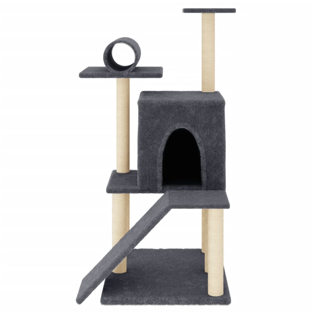 vidaXL Cat Tree with Sisal Scratching Posts Dark Grey 110.5 cm 3