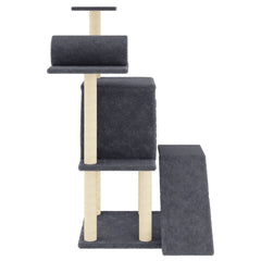 vidaXL Cat Tree with Sisal Scratching Posts Dark Grey 110.5 cm 4