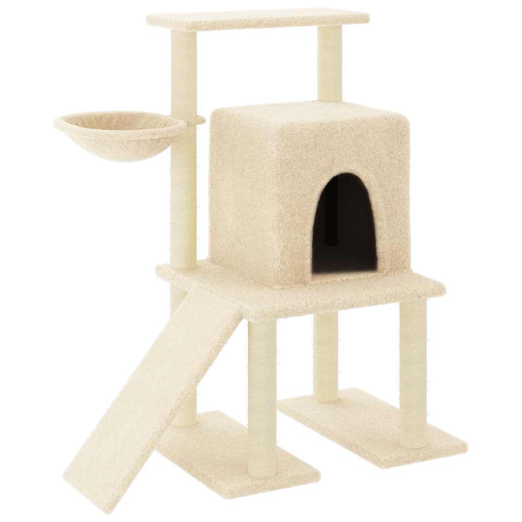 vidaXL Cat Tree with Sisal Scratching Posts Cream 96.5 cm 2