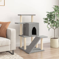 vidaXL Cat Tree with Sisal Scratching Posts Light Grey 97 cm 3