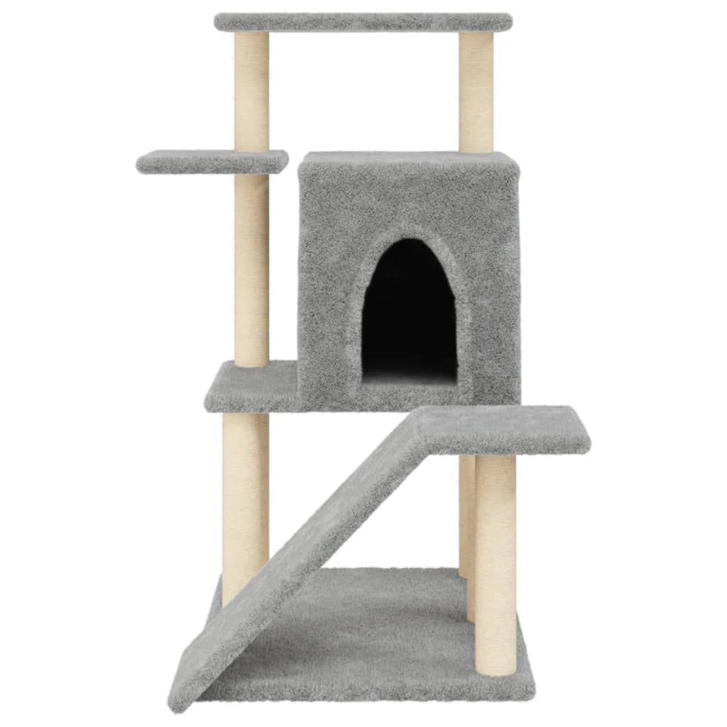 vidaXL Cat Tree with Sisal Scratching Posts Light Grey 97 cm 4