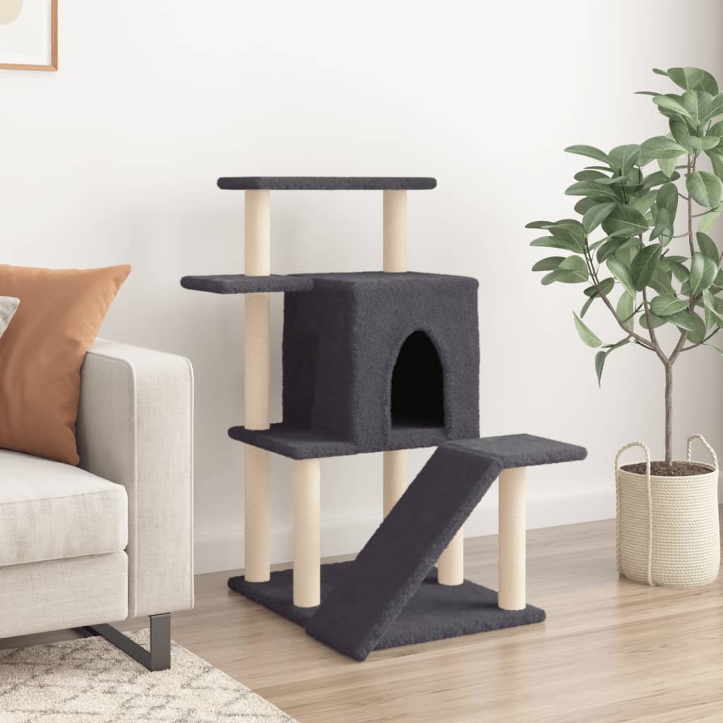 vidaXL Cat Tree with Sisal Scratching Posts Dark Grey 97 cm 3