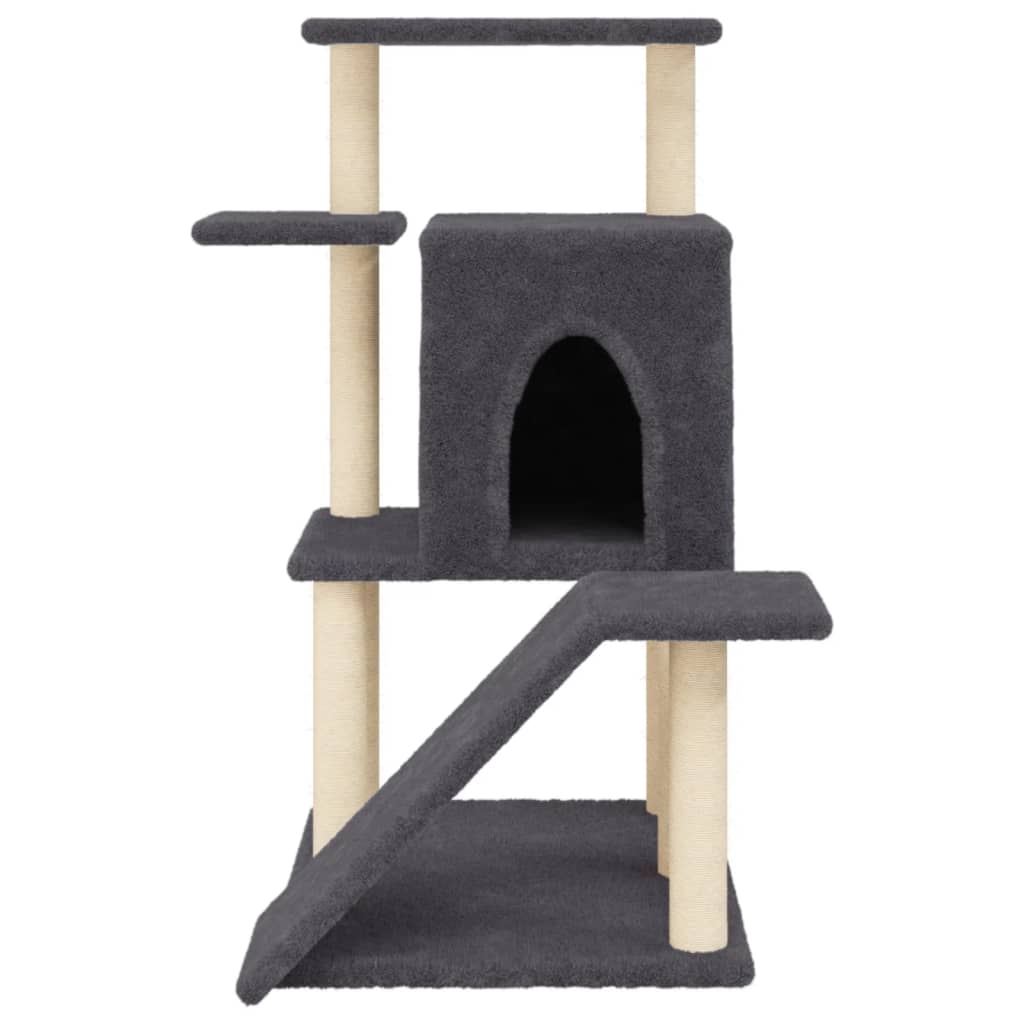 vidaXL Cat Tree with Sisal Scratching Posts Dark Grey 97 cm 4
