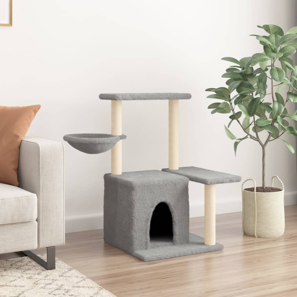 vidaXL Cat Tree with Sisal Scratching Posts Light Grey 83 cm 3
