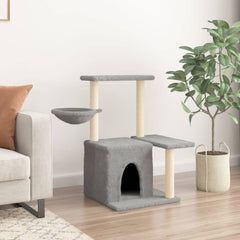 vidaXL Cat Tree with Sisal Scratching Posts Light Grey 83 cm 3