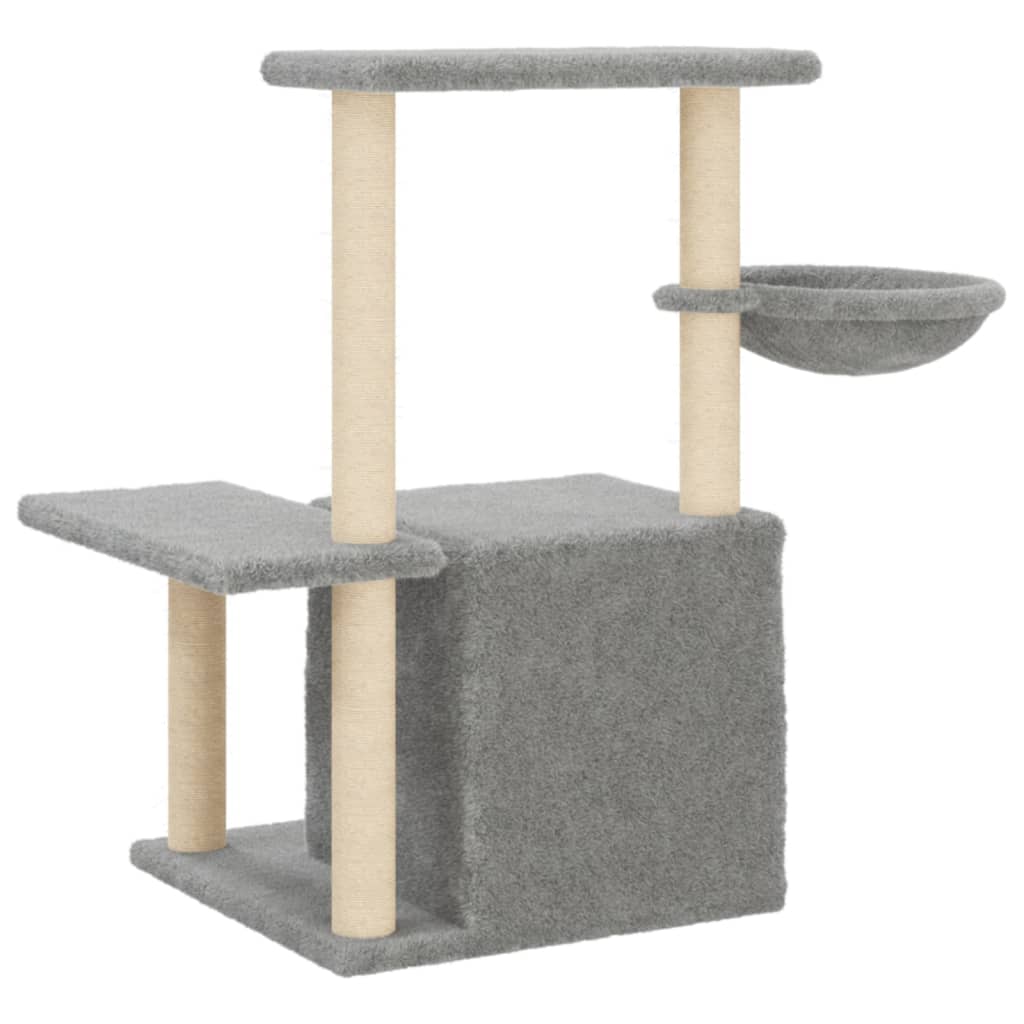 vidaXL Cat Tree with Sisal Scratching Posts Light Grey 83 cm 6