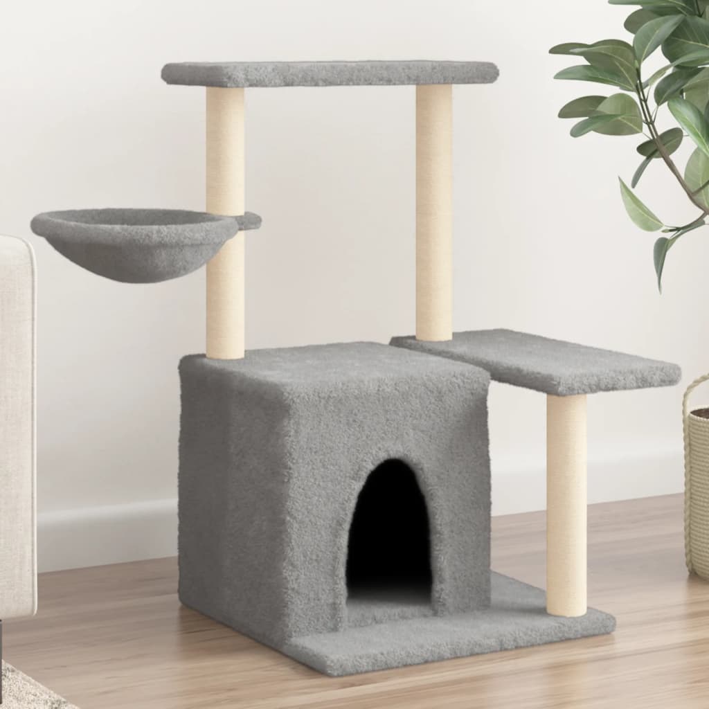 vidaXL Cat Tree with Sisal Scratching Posts Light Grey 83 cm 1