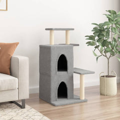 vidaXL Cat Tree with Sisal Scratching Posts Light Grey 97 cm 3