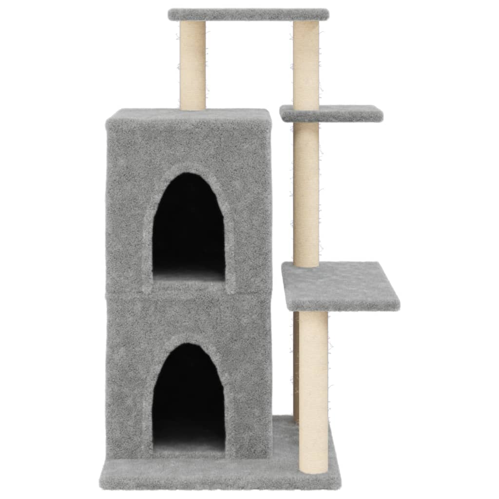 vidaXL Cat Tree with Sisal Scratching Posts Light Grey 97 cm 4