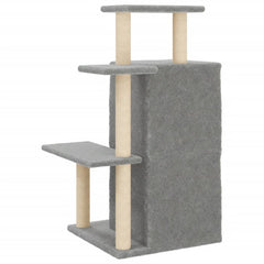 vidaXL Cat Tree with Sisal Scratching Posts Light Grey 97 cm 5