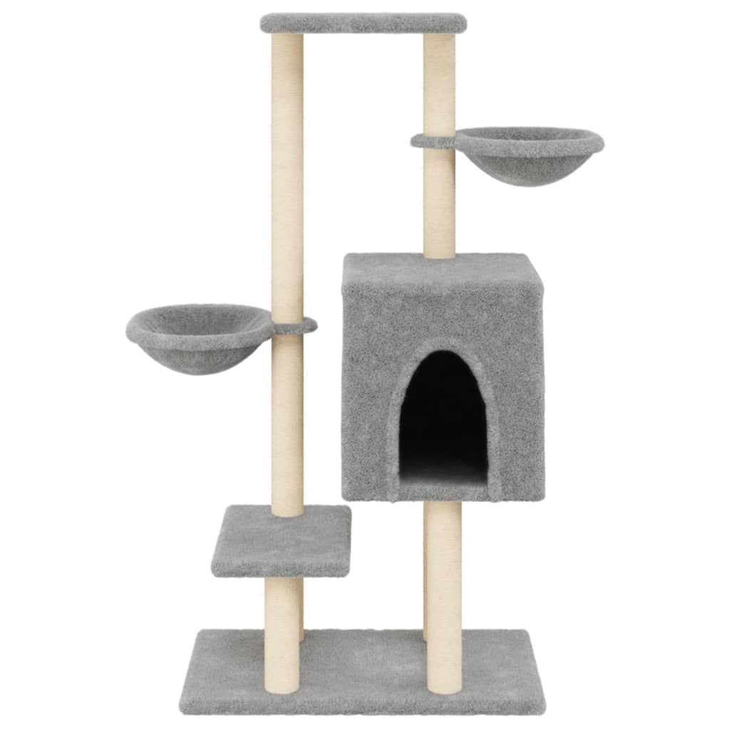 vidaXL Cat Tree with Sisal Scratching Posts Light Grey 117 cm 4