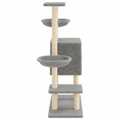 vidaXL Cat Tree with Sisal Scratching Posts Light Grey 117 cm 5