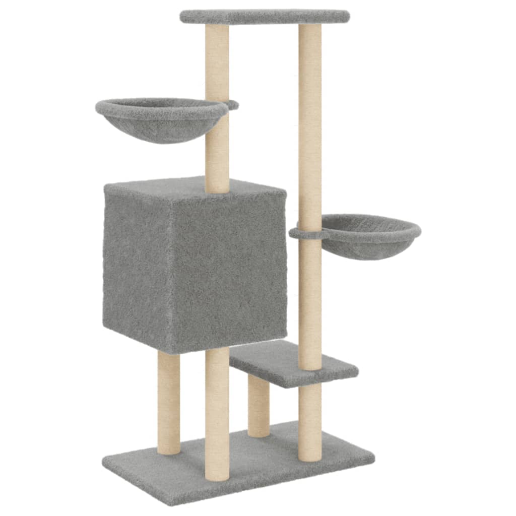 vidaXL Cat Tree with Sisal Scratching Posts Light Grey 117 cm 6
