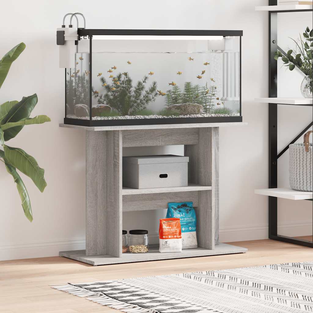 Aquarium Stand 80x35x60 cm Engineered Wood Grey sonoma