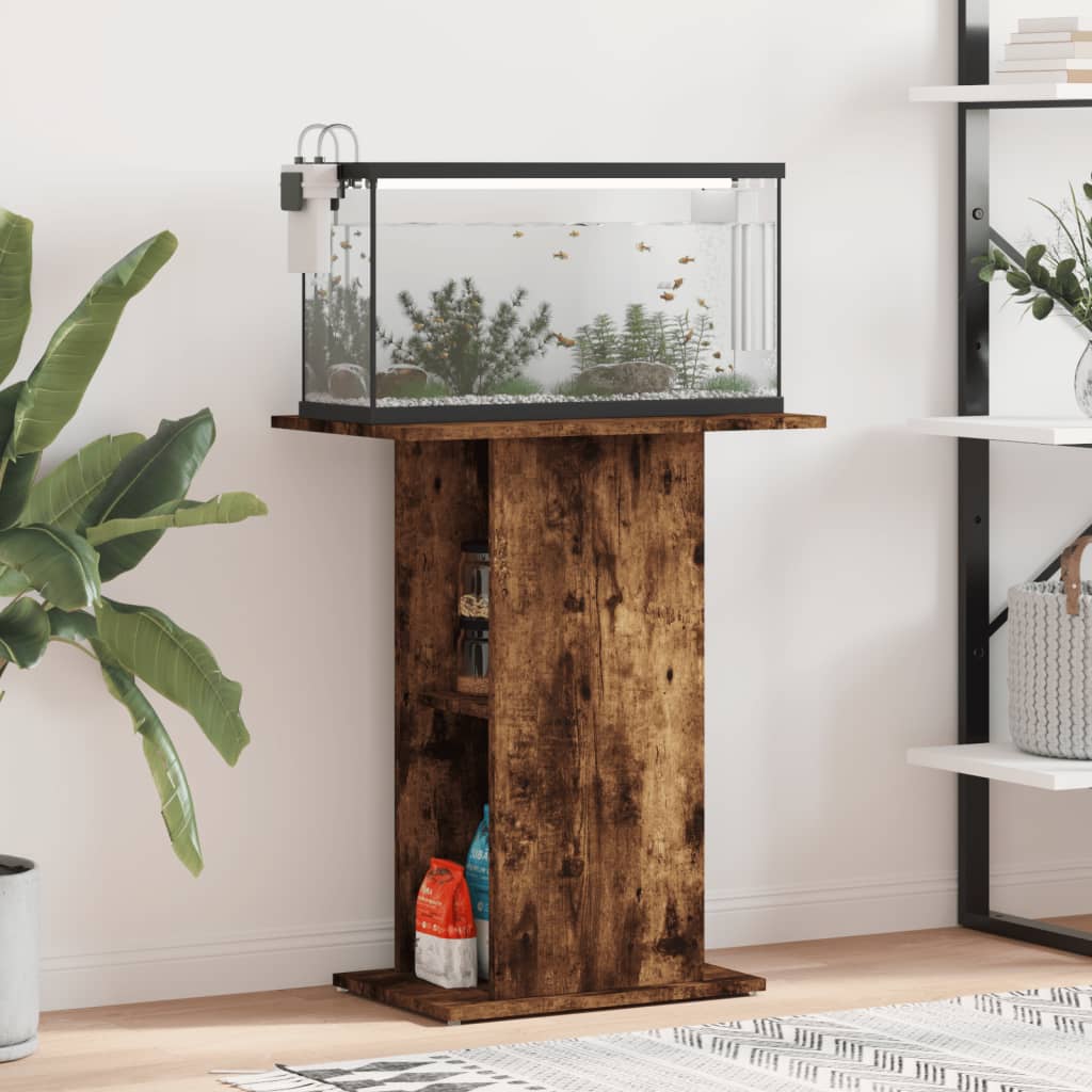 vidaXL Aquarium Stand Smoked Oak 60.5x36x72.5 cm Engineered Wood 1
