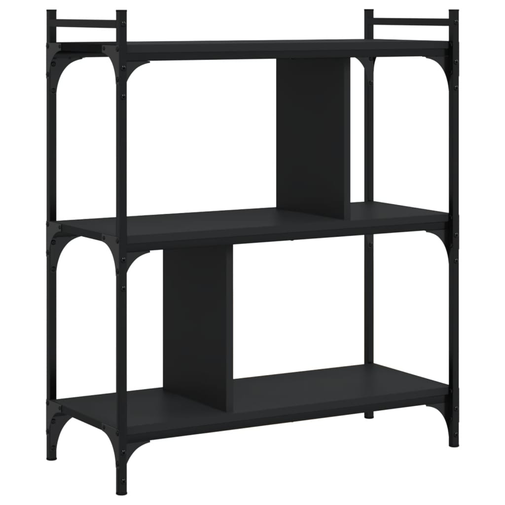 vidaXL Bookcase 3-Tier Black 76x32x88 cm Engineered Wood 2