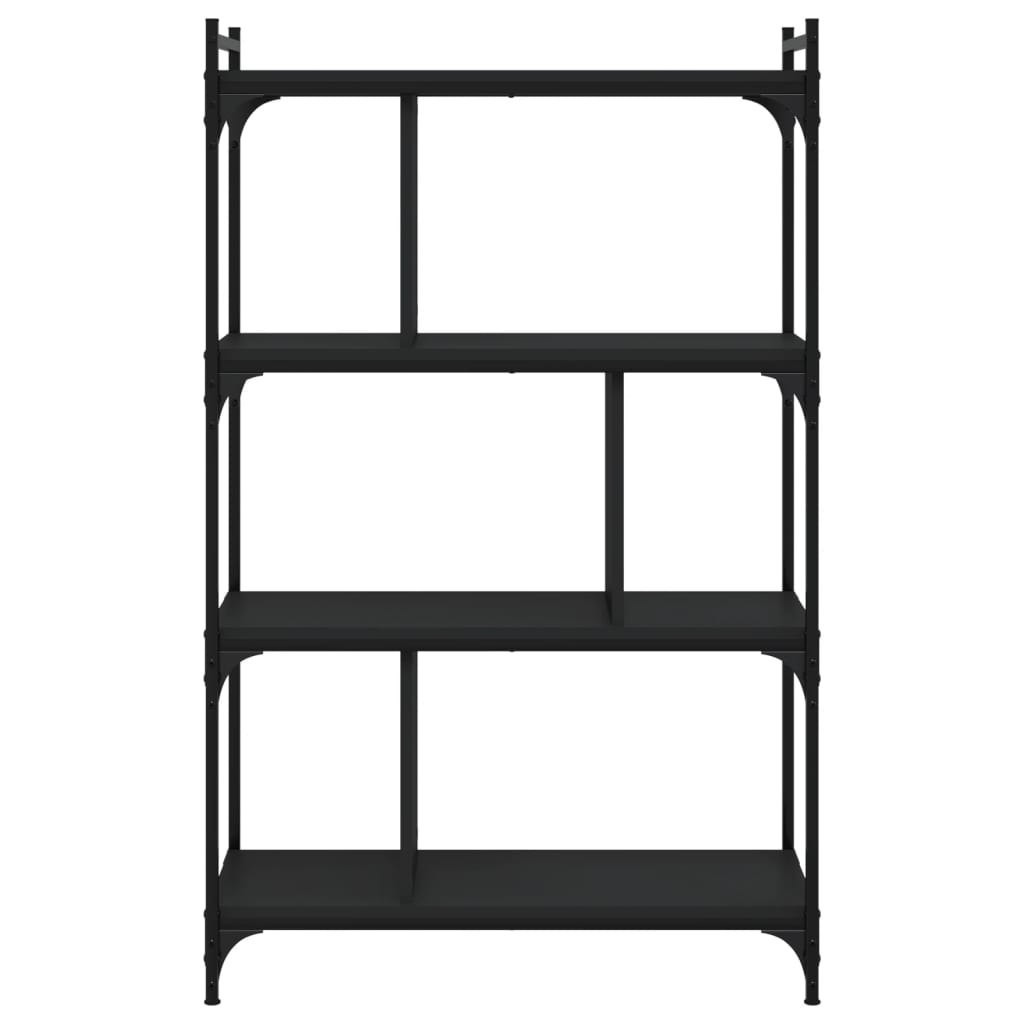Bookcase 4-Tier 76x32x123 cm Engineered Wood Black