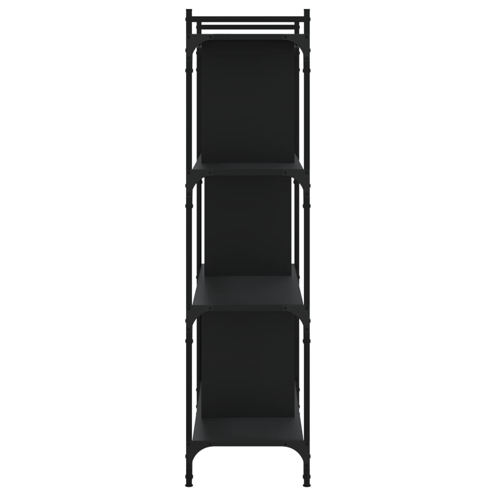Bookcase 4-Tier 76x32x123 cm Engineered Wood Black