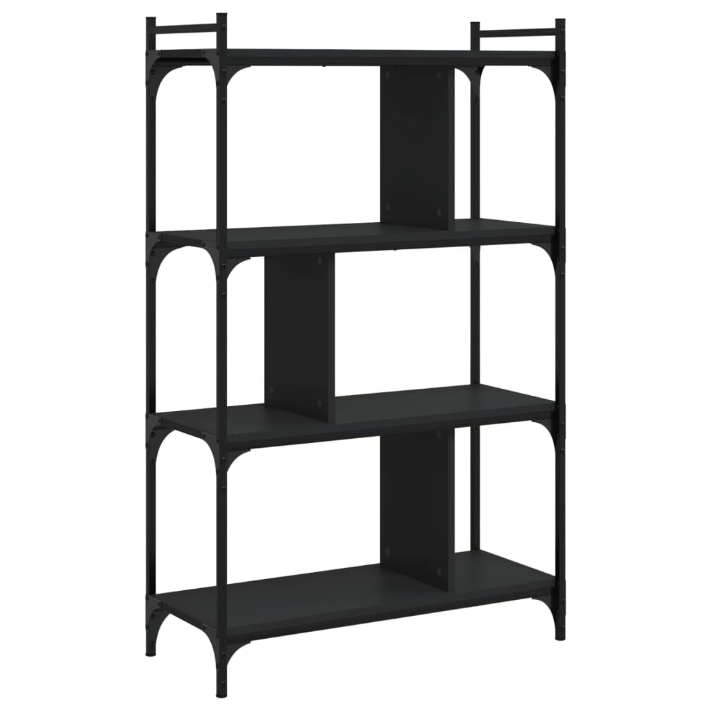 Bookcase 4-Tier 76x32x123 cm Engineered Wood Black