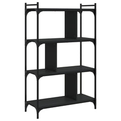 Bookcase 4-Tier 76x32x123 cm Engineered Wood Black