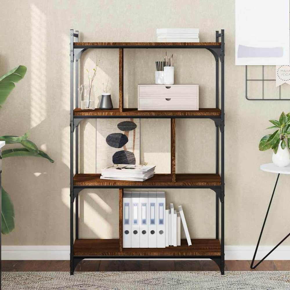 Bookcase 4-Tier 76x32x123 cm Engineered Wood Brown oak
