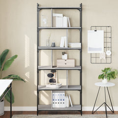 Bookcase 5-Tier 76 x 32 x Engineered Wood Height 192 cm Grey sonoma