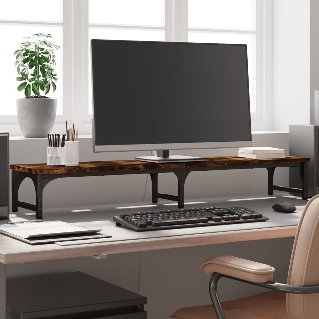 vidaXL Monitor Stand Smoked Oak 105x23x15.5 cm Engineered Wood 1