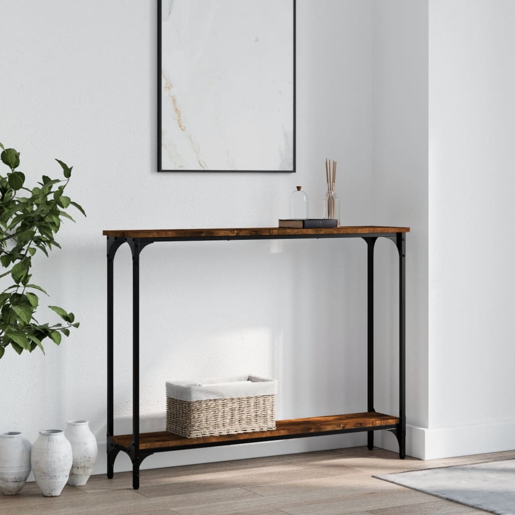 vidaXL Console Table Smoked Oak 100x22.5x75 cm Engineered Wood 1