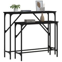 vidaXL Console Tables 2 pcs Black Engineered Wood 3