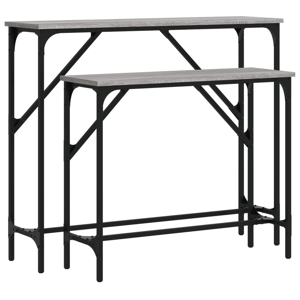 vidaXL Console Tables 2 pcs Grey Sonoma Engineered Wood 2