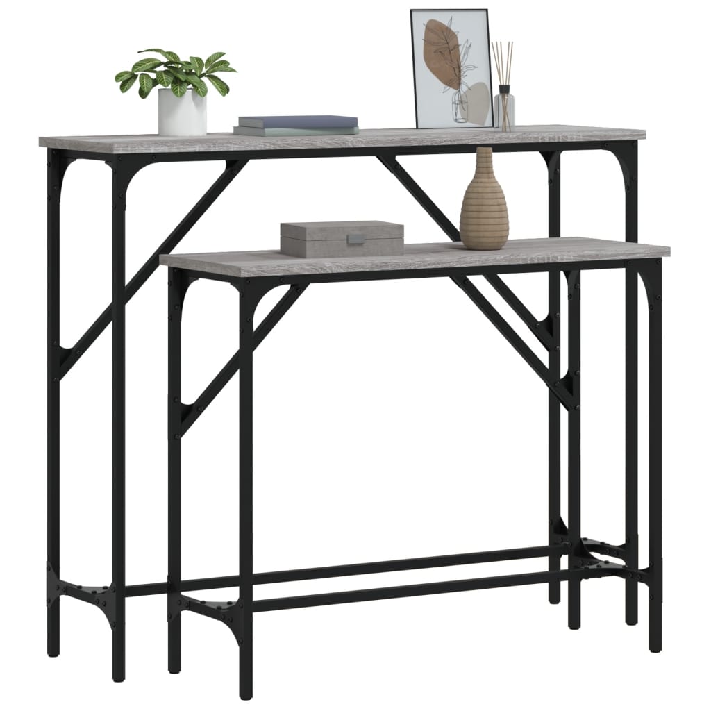 vidaXL Console Tables 2 pcs Grey Sonoma Engineered Wood 3