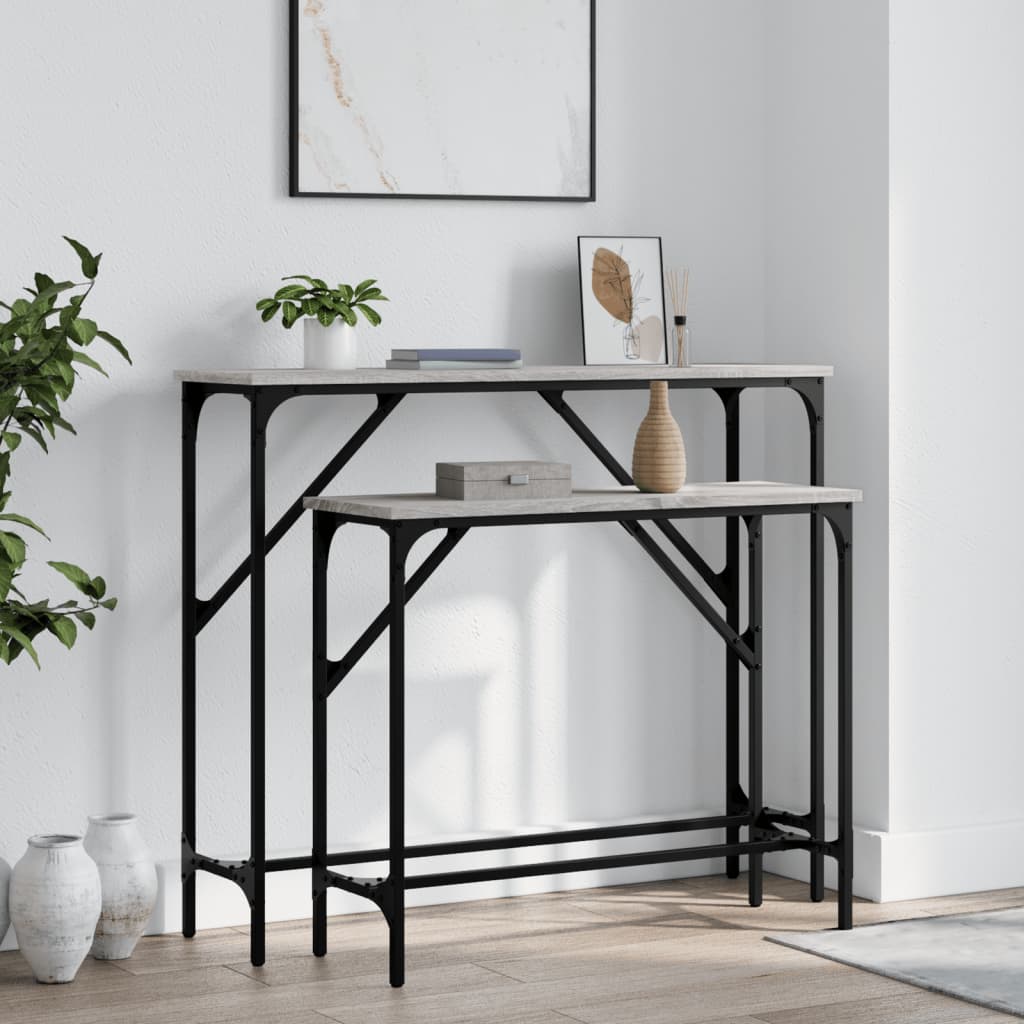 vidaXL Console Tables 2 pcs Grey Sonoma Engineered Wood 1
