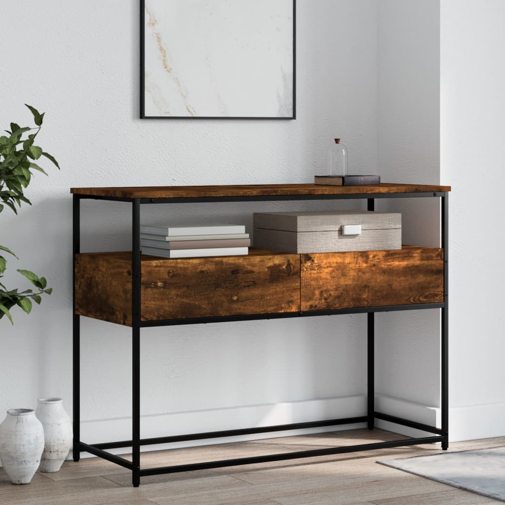 vidaXL Console Table Smoked Oak 100x40x75 cm Engineered Wood 1