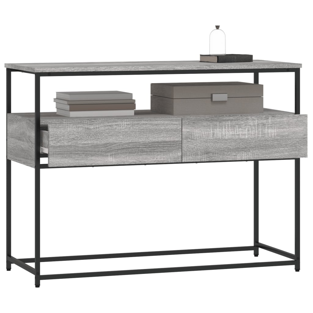 vidaXL Console Table Grey Sonoma 100x40x75 cm Engineered Wood 4