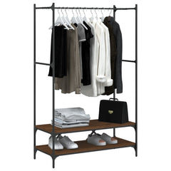 vidaXL Clothes Rack with Shelves Brown Oak Engineered Wood 3