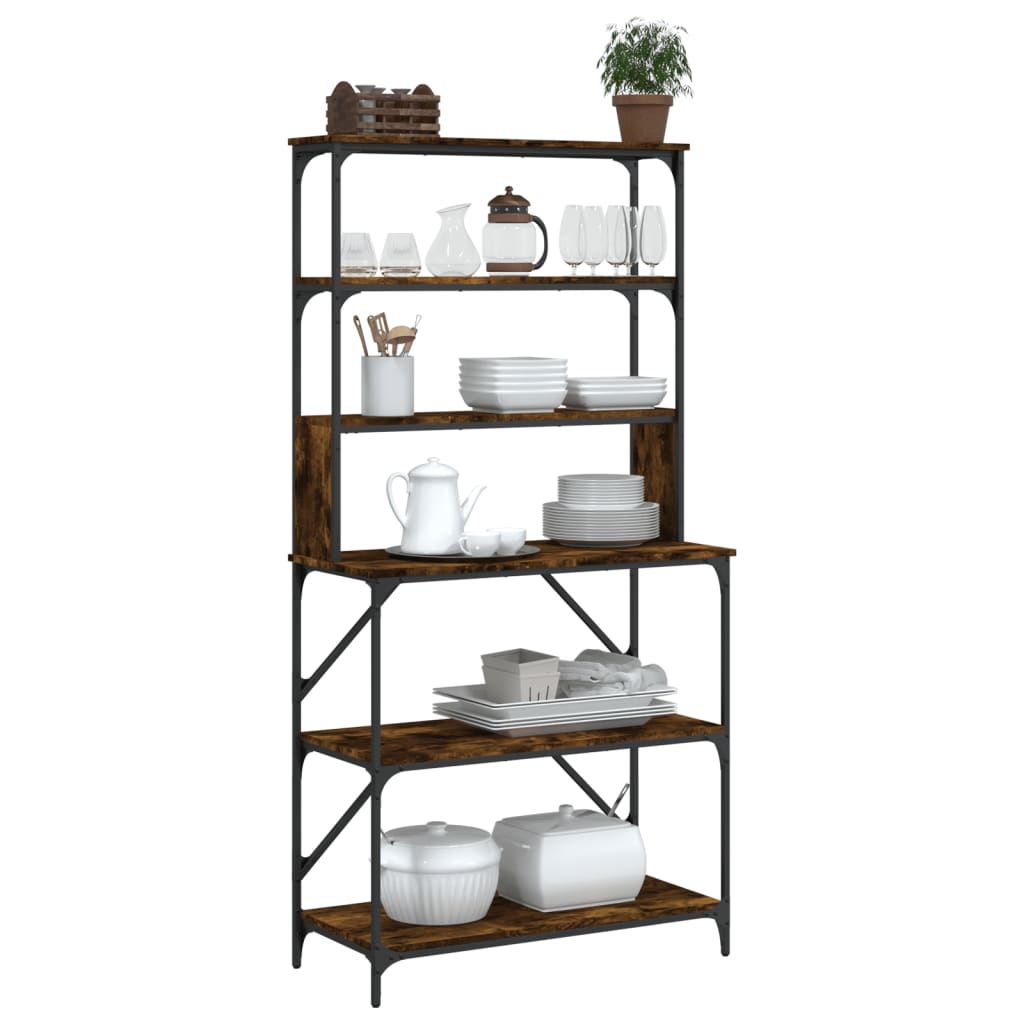 vidaXL Baker's Rack 6-Tier Smoked Oak 90x40x180 cm Engineered Wood 3