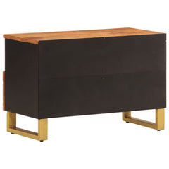 vidaXL TV Cabinet Brown and Black 70x33.5x46 cm Solid Wood Mango 6