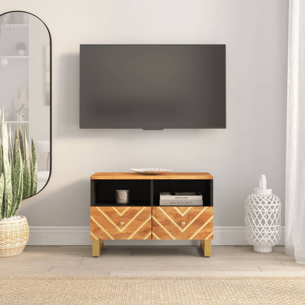 vidaXL TV Cabinet Brown and Black 70x33.5x46 cm Solid Wood Mango 1
