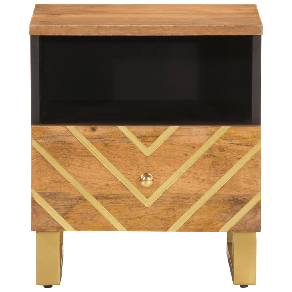 vidaXL Bedside Cabinet Brown and Black Solid Wood Mango 4