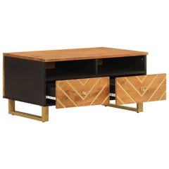 vidaXL Coffee Table Brown and Black 80x54x40 cm Solid Wood Mango 3