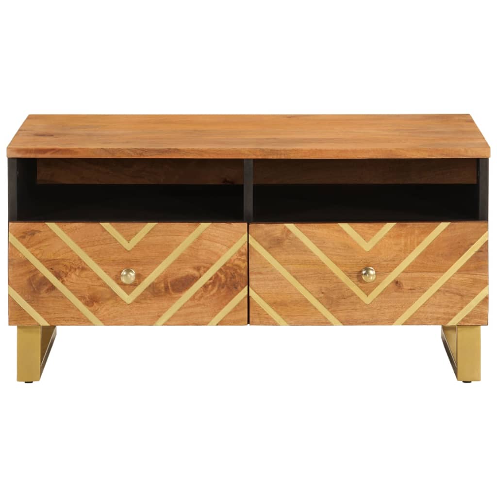 vidaXL Coffee Table Brown and Black 80x54x40 cm Solid Wood Mango 4