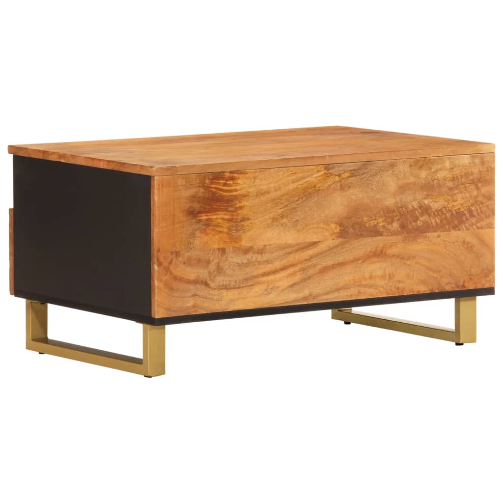 vidaXL Coffee Table Brown and Black 80x54x40 cm Solid Wood Mango 6