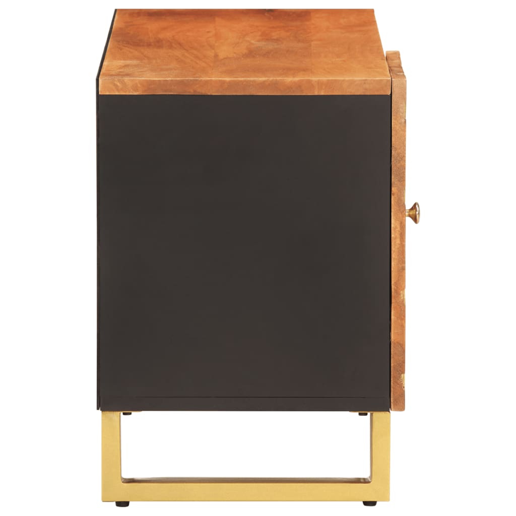 vidaXL TV Cabinet Brown and Black 80x31.5x46 cm Solid Wood Mango 5