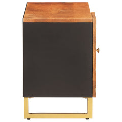 vidaXL TV Cabinet Brown and Black 80x31.5x46 cm Solid Wood Mango 5