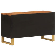 vidaXL TV Cabinet Brown and Black 80x31.5x46 cm Solid Wood Mango 6
