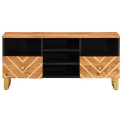 vidaXL TV Cabinet Brown and Black 100x33.5x46 cm Solid Wood Mango 4